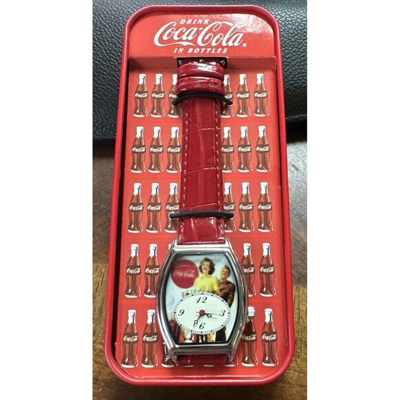 Vintage Coca-Cola Collectible Wrist Watch In Refrigerator Tin In Box main image 4